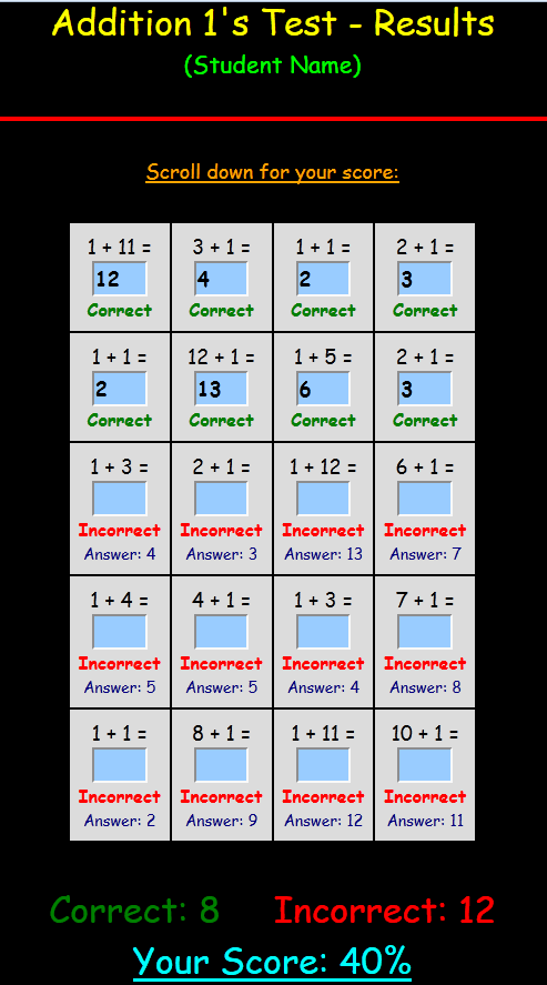 Online Math Facts Test By AmazingClassroom