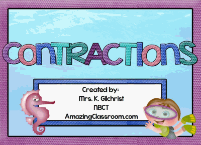 Contractions Lesson for Smartboard