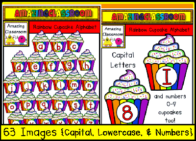 Rainbow Alphabet Cupcakes