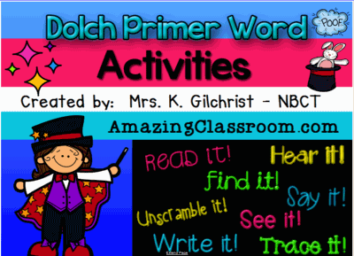 Dolch Primer Word Activities Smart