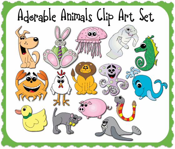 Adorable Animals Clip Art Set