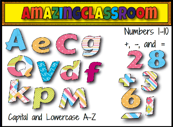 Pastel Alphabet and Numbers Clipart