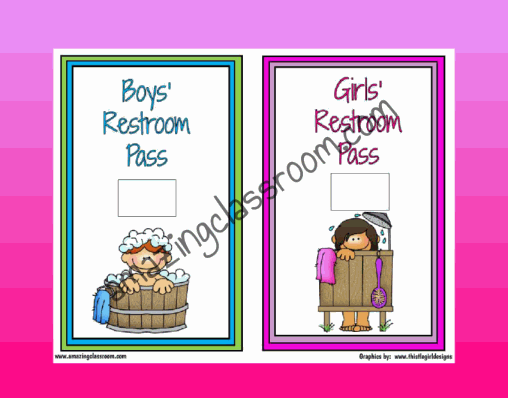Boys and Girls Restroom Passes