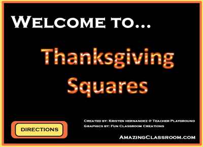Thanksgiving Squares Game Template