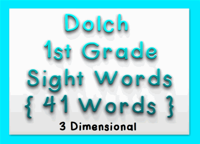 1st Grade Dolch Word List in 3D
