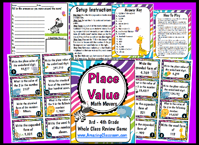 Place Value Math Movers Game