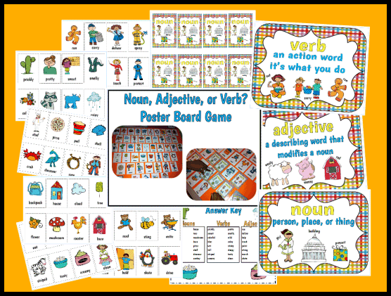 Noun, Verb, & Adjective Poster Game