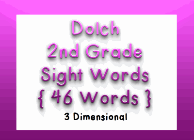 2nd Grade Dolch Word List in 3D