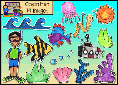 Ocean Fun Clip Art Set 14 Images